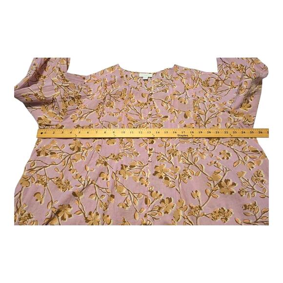 J Jill Womens Button Up Shirt Size 2X Pink Floral Print Long Sleeves Lightweight - Picture 10 of 11